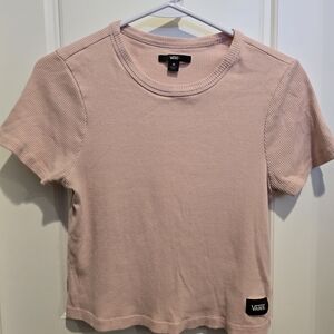 Vans Women's Soft Pink Ribbed Crop Top